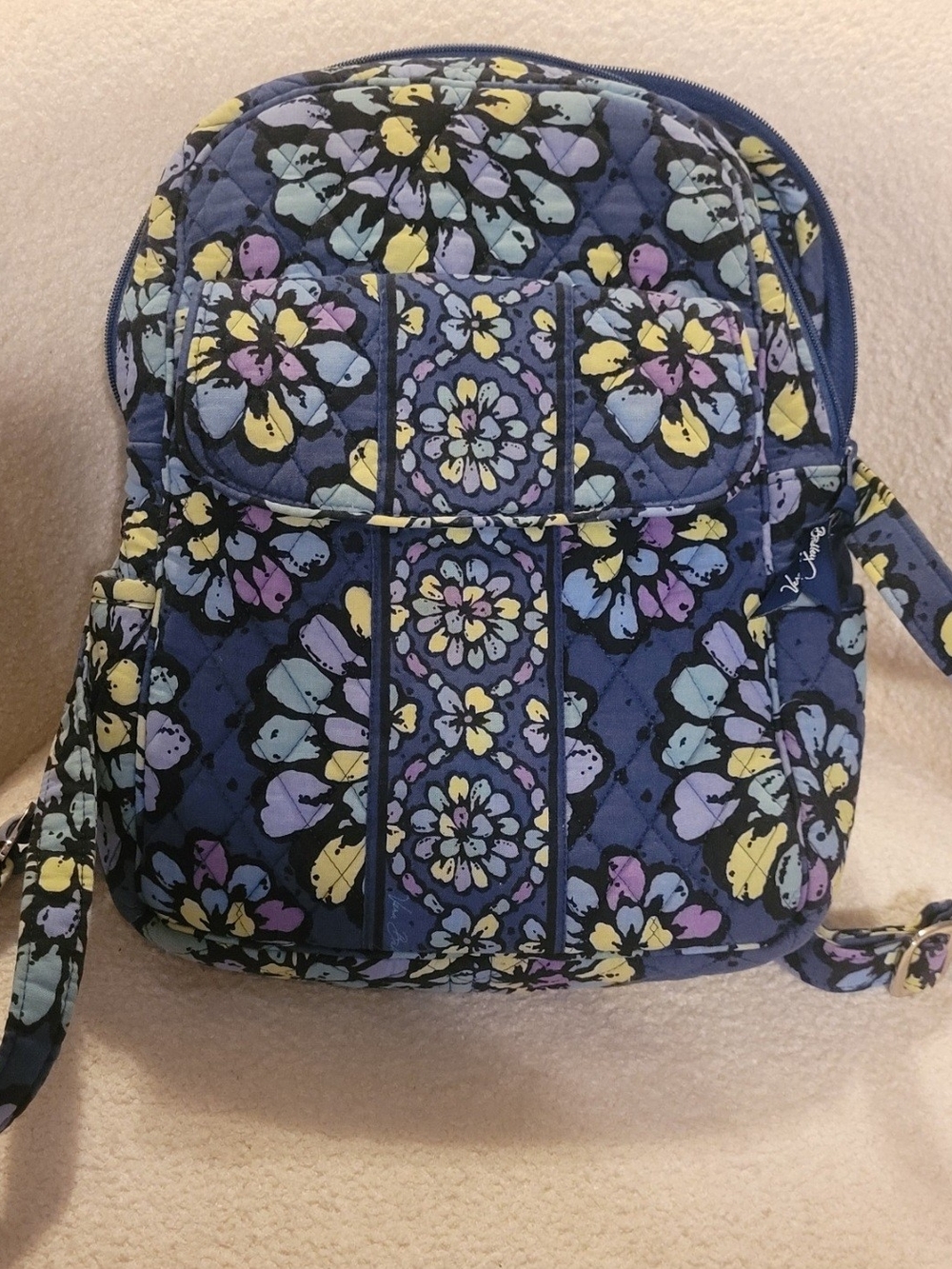 Vera Bradley Blue Floral Quilted Mini Backpack